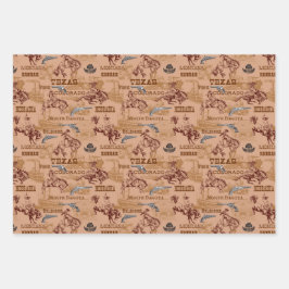 Western Rodeo Cowboy Cowhand 6 Shooter Geschenkpapier Set