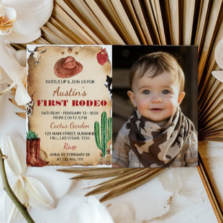 Western Rodeo Cowboy Einladung zum 1. Geburtstag