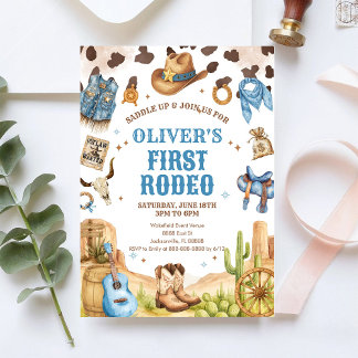 Western Rodeo Cowboy Erste Rodeo 1. Geburtstag Einladung