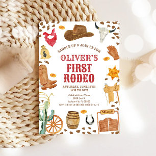 Western Rodeo Cowboy Erstes Rodeo 1. Geburtstag Einladung