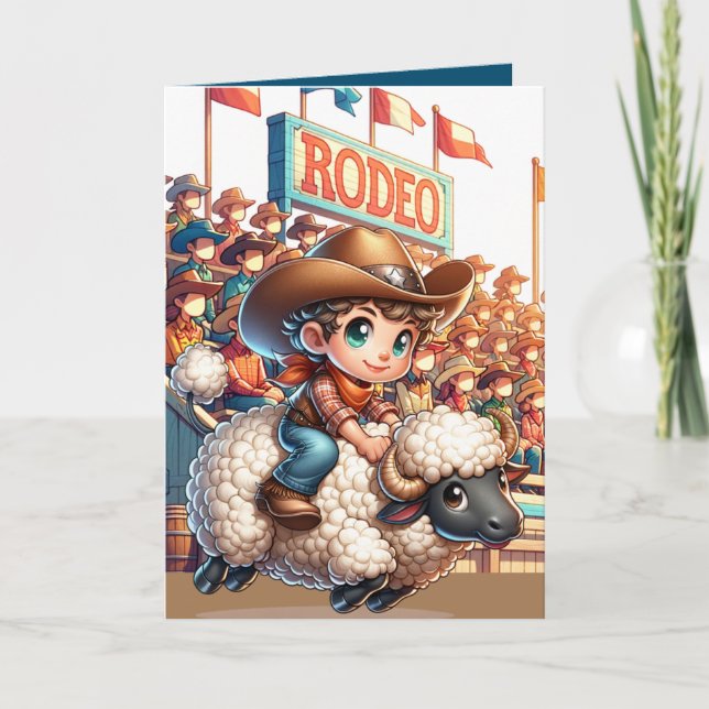 Western-Rodeo-Cowboy-Hammelreiten-Brauch Karte (Vorderseite)