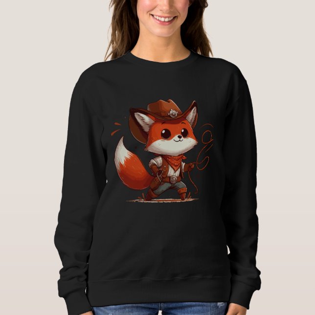 Western Rodeo Cowboy Hat Fox Texas Animals Sweatshirt (Vorderseite)
