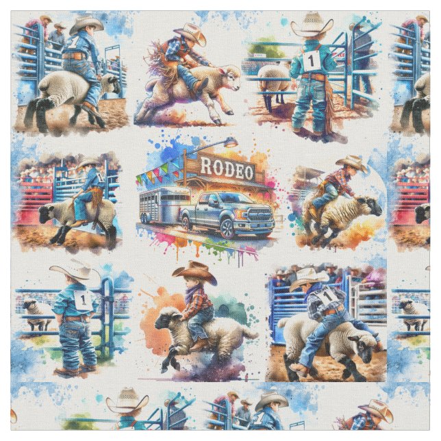 Western Rodeo Cowboy Kids Mutton Busting Stoff (Nahaufnahme)