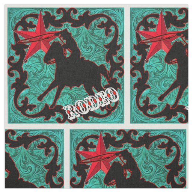 Western Rodeo Cowboy Roping Imitats Leather Stoff (Muster)