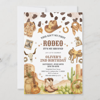 Western Rodeo Cowboy Second Rodeo 2nd Birthday Einladung
