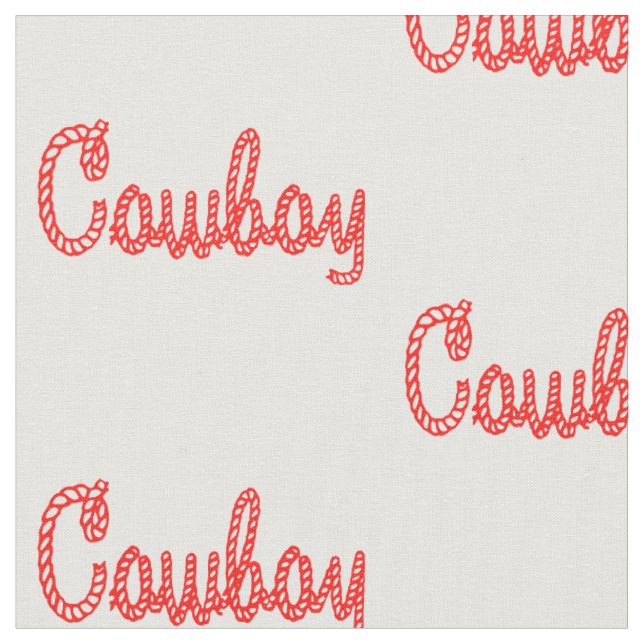 Western-Rodeo-Cowboy-Seil-Text-Druck Stoff (Nahaufnahme)