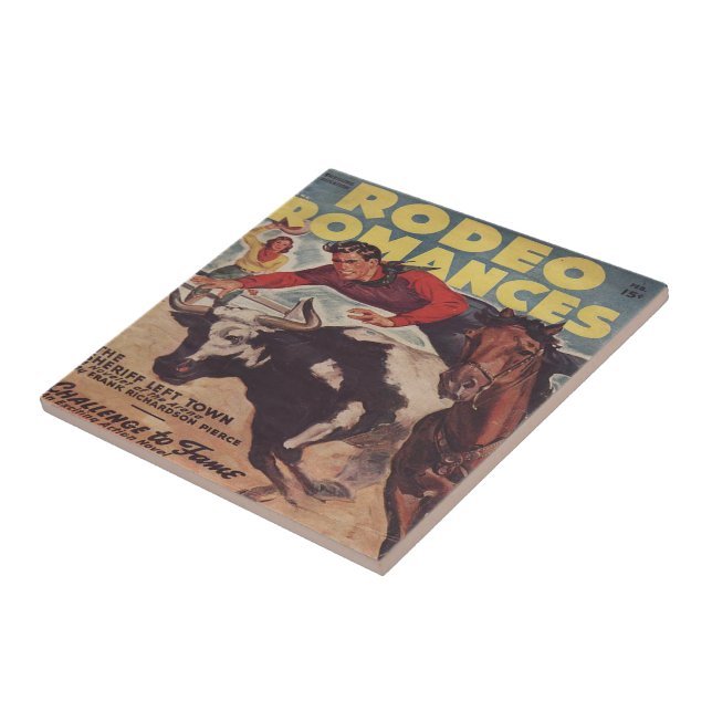 Western Rodeo Cowboy Steer Wrestling Rodeo Romance Fliese (Seite)