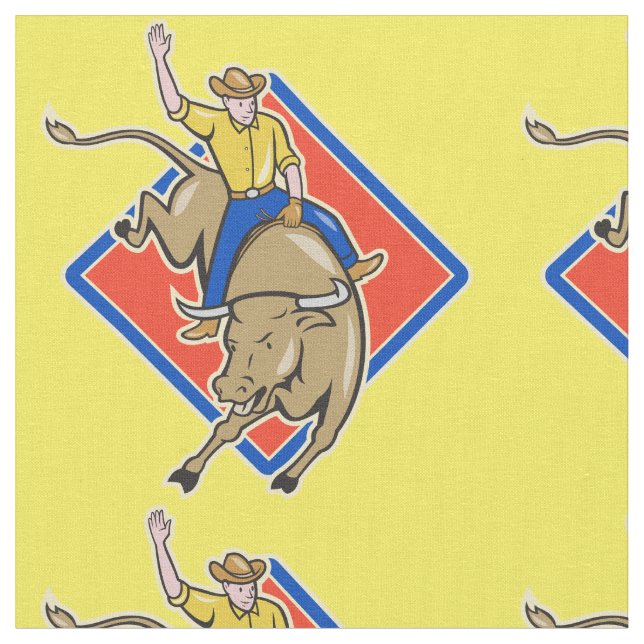 Western-Rodeo-Cowboy-Stier-Reiten Stoff (Nahaufnahme)