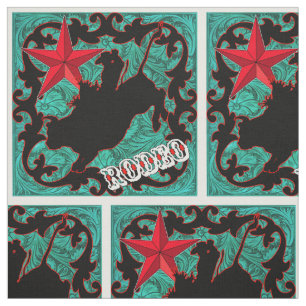 Western-Rodeo-Cowboy-Stier-ReitImitat-Leder Stoff