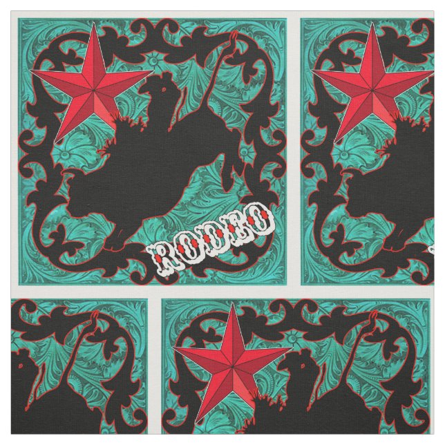 Western-Rodeo-Cowboy-Stier-ReitImitat-Leder Stoff (Muster)