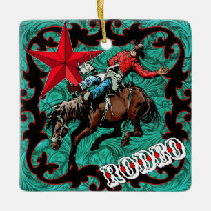 Western-Rodeo-Cowboybronc-Reitverzierung Keramikornament