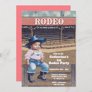 Western Rodeo Cowgirl 1. Geburtstag Einladung