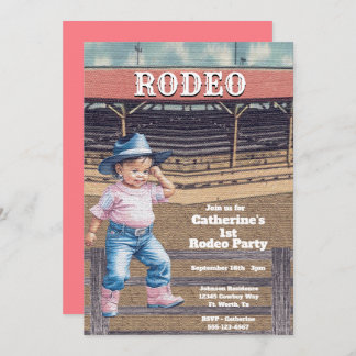 Western Rodeo Cowgirl 1. Geburtstag Einladung