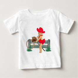 Western Rodeo Cowgirl am Stick Horse Baby T-shirt