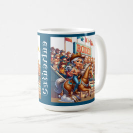 Western Rodeo Cowgirl Barrel Racing Custom Kaffeetasse