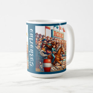Western Rodeo Cowgirl Barrel Racing Custom Kaffeetasse