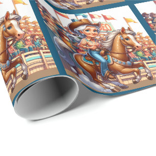 Western Rodeo Cowgirl Barrel Racing Geschenkpapier