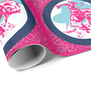 Western Rodeo Cowgirl beim Bucking Reiter Geschenkpapier
