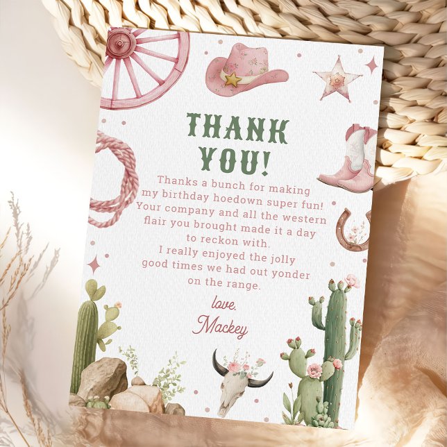 Western Rodeo Cowgirl Birthday Dankeskarte (Von Creator hochgeladen)