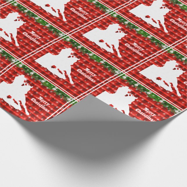 Western-Rodeo-Cowgirl-Fass, das auf rotem Geschenkpapier (Ecke)