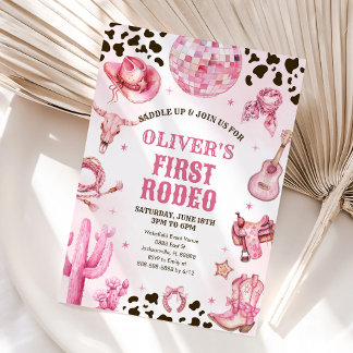 Western Rodeo Cowgirl First Rodeo 1st Birthday Einladung