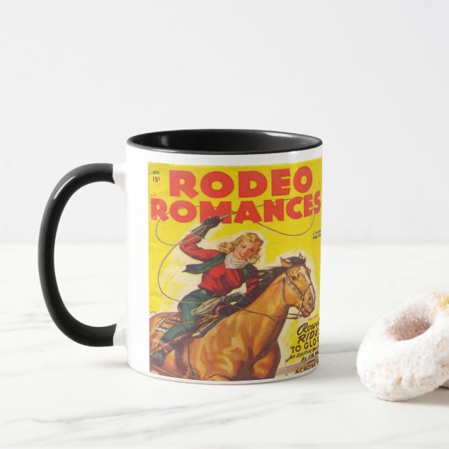 Western Rodeo Cowgirl Roping Rodeo Romance Tasse (Mit Donut)