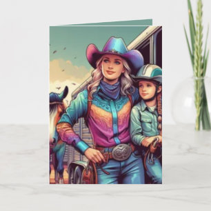 Western Rodeo Cowgirls Personalisiert Geburtstag Karte