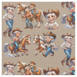 Western Rodeo Cowgirls Pferde Kind (ältere Cowgirl Stoff
