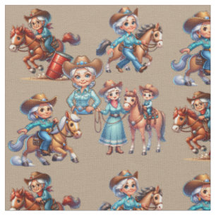 Western Rodeo Cowgirls Pferde Kind (ältere Cowgirl Stoff