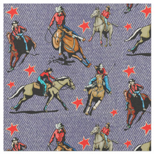 Western-Rodeo-Cowgirls-Reitpferdeentwurfs-Gewebe Stoff