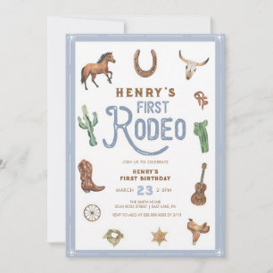 Western Rodeo Erster Geburtstag Cowboy Junge Einladung