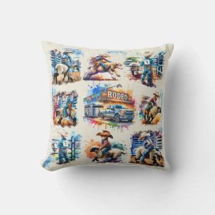Western Rodeo Kids Mutton Busting Szenen Kissen
