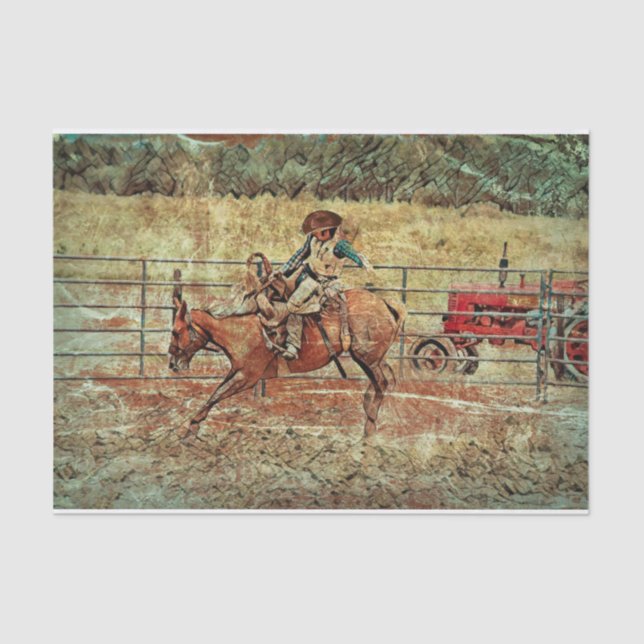 Western Rodeo Land Reiten Textur Seidenpapier (Vorderseite)