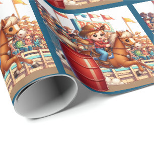 Western Rodeo Little Cowgirl Barrel Racing Geschenkpapier