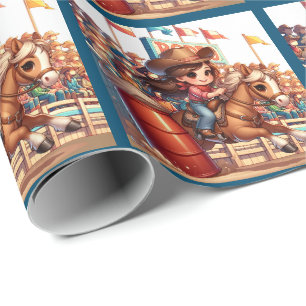 Western Rodeo Little Cowgirl Barrel Racing Geschenkpapier