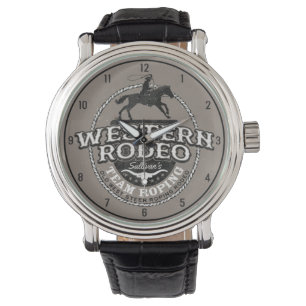 Western Rodeo Old West Steer Roping Personalisiert Armbanduhr