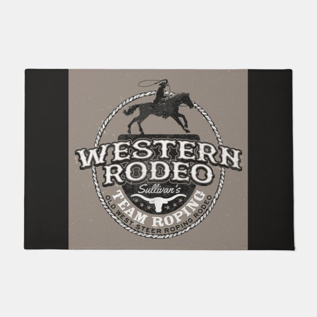 Western Rodeo Old West Steer Roping Personalisiert Fußmatte (Vorderseite)