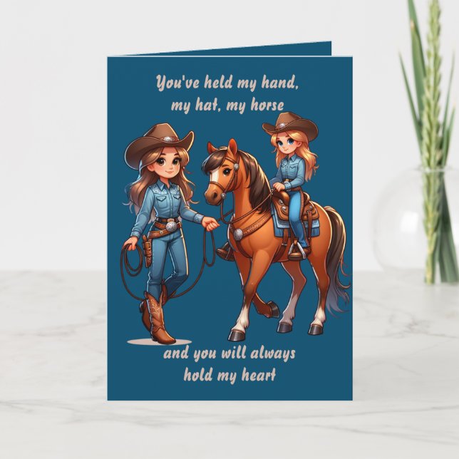 Western Rodeo Pferde Mama und Kinderbetreuung Karte (Vorderseite)