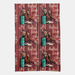 Western Rodeo Star Cowgirl Barrel Racer Handtuch
