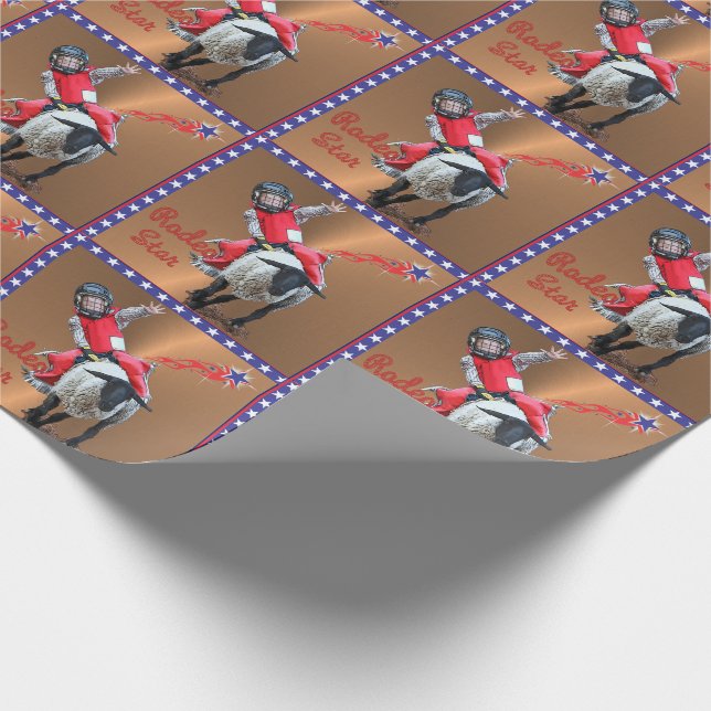 Western Rodeo Star Mutton Busting Kid Geschenkpapier (Ecke)