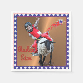 Western Rodeo Star Mutton Busting Kid Serviette