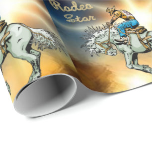 Western-Rodeo-Sternbronc-Reiter-Verpackungs-Papier Geschenkpapier