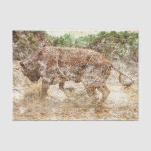 Western Rodeo Stier Land Vintage Rustikale Textur Seidenpapier