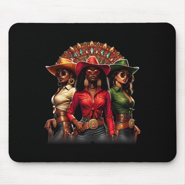 Western Rodeo Texas Schwarze Geschichte Schwarze C Mousepad (Vorne)