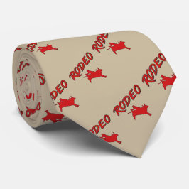 Western Rodeo Text and Bucking Bull in Rot Krawatte