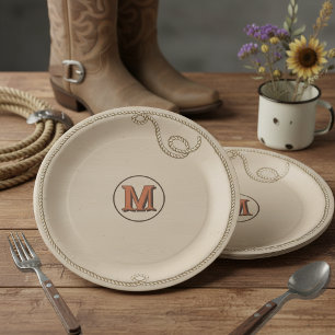 Western Rope Monogram Brand Familienzusammenkunft  Pappteller