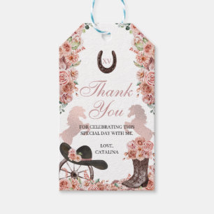 Western Rose Gold Ranchero Quinceanera Geschenktas Geschenkanhänger