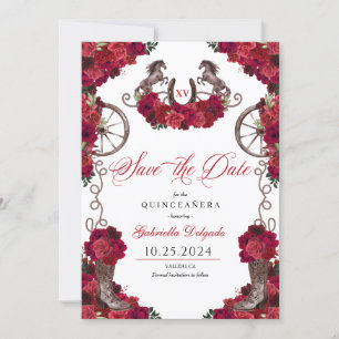 Western Rote Rosen Charro Save the Date Quinceañer Einladung