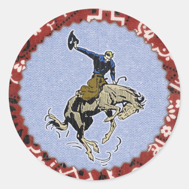 Western Round Up Buckin Cowboy Sticker (Vorderseite)