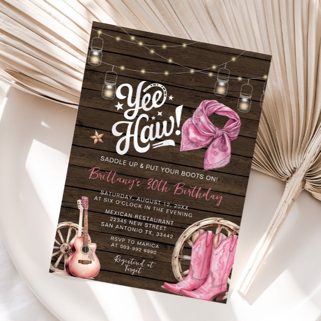 Western Rustic 30., 40. Cowgirl Geburtstag Einladung (Von Creator hochgeladen)